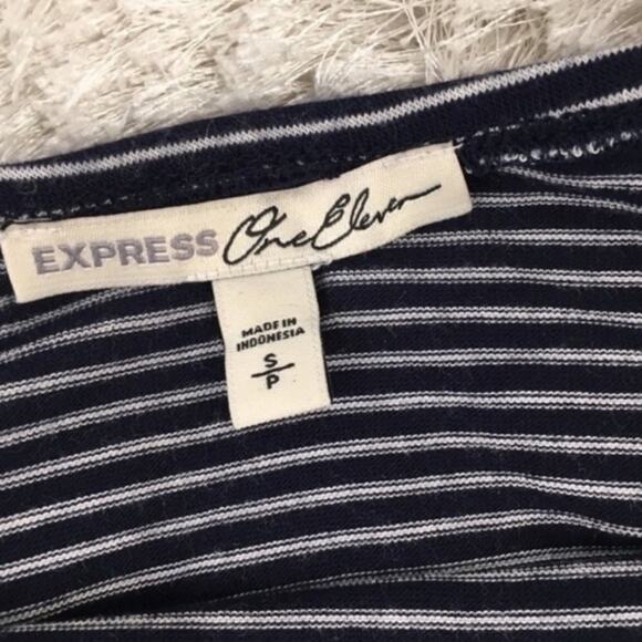 Express Navy Striped Off Shoulder Top Small - Picture 5 of 6